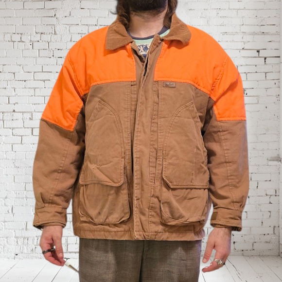 Woolrich Outdoor‎ Guide Collection Hunting Jacket Brown Orange Size L 1990s Mens - Picture 2 of 16